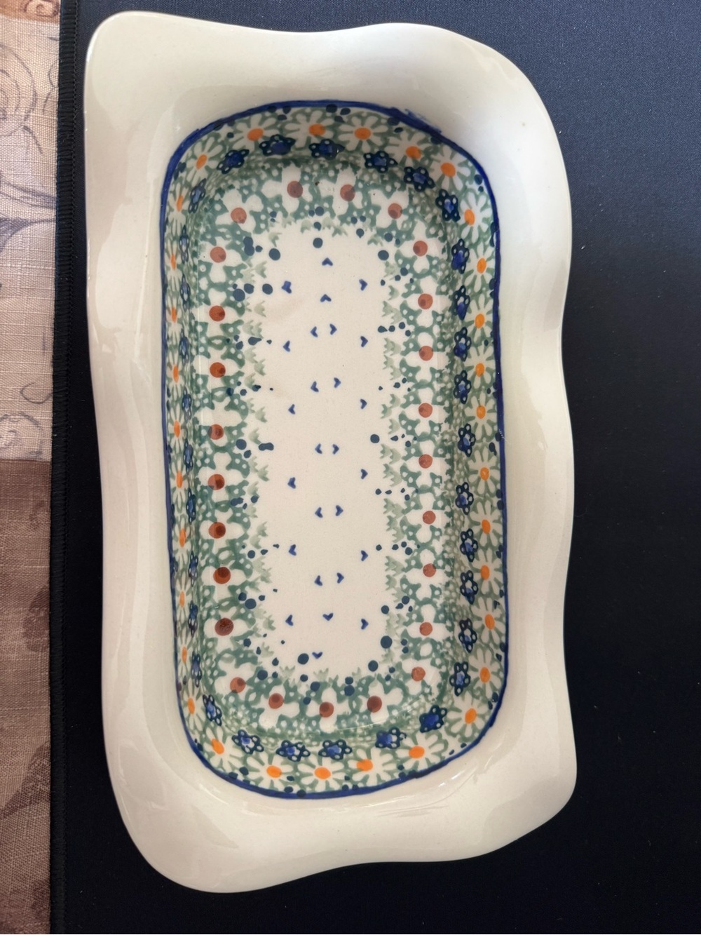 Vintage Polish Pottery Rectangle Baking Dish